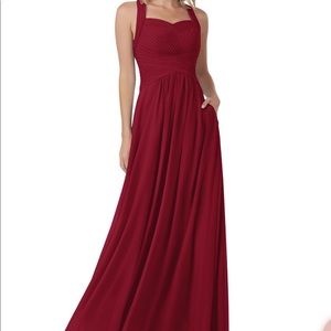 Elegant Burgundy Sleeveless Wedding Dress